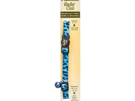 Safe Cat Adjustable Breakaway Cat Collar - Blue Leopard - For Necks 8 -12  - (3 8  Wide) Sale