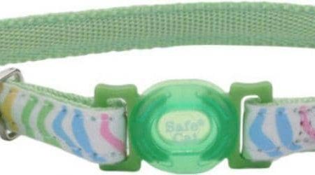 Coastal Pet Safe Cat Glow in the Dark Adjustable Collar Green Stripe - 12 L x 3 8 W For Discount