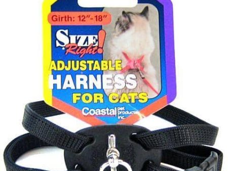 Coastal Pet Size Right Nylon Adjustable Cat Harness - Black - Girth Size 12 -18  on Sale