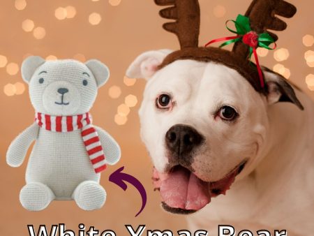 White Xmas Bear Knitted Dog Toy on Sale