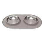 Messy Mutts Cat Double Feeder Silicone Grey For Discount