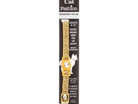 Safe Cat Jeweled Adjustable Breakaway Cat Collar - Gold Glitter - For Necks 8 -12  - (3 8  Wide) Cheap