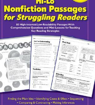 Hi-Lo Nonfiction Passages for Struggling Readers: Grades 6-8: 80 High-Interest Low-Readability Passages with Comprehension Questions and Mini-Lessons Online